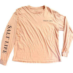 Salt Life Chasing Tail Lobster Long Sleeve Shirt Pink Blue Cotton Live Salty Lrg